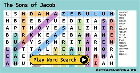 The Sons Of Jacob Word Search