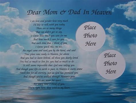 Dear Mom Dad In Heaven Poem Memorial Verse In Memory Mom And Dad In