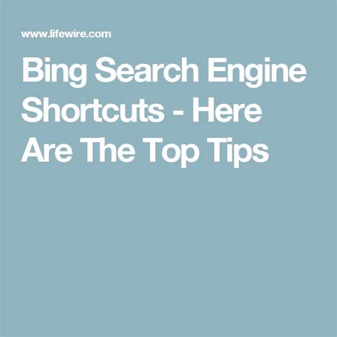 Bing Search Shortcuts You Should Know Bing Search Search Engine
