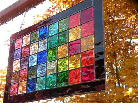 Rainbow Stained Glass Window Panel Rectangular By Ravenglassgirl