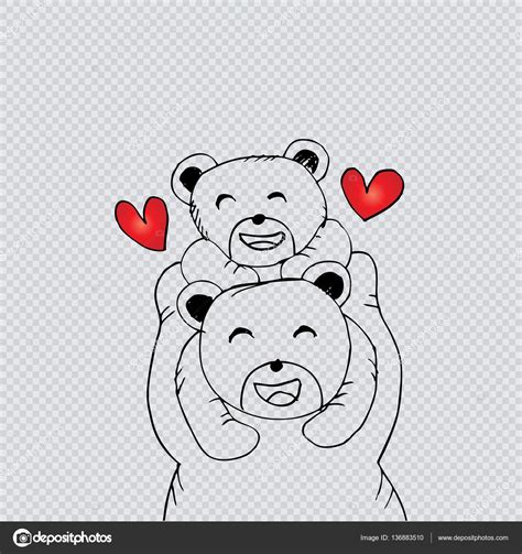 Madre oso y bebé oso. Dibujo a mano ilustración — Foto de stock