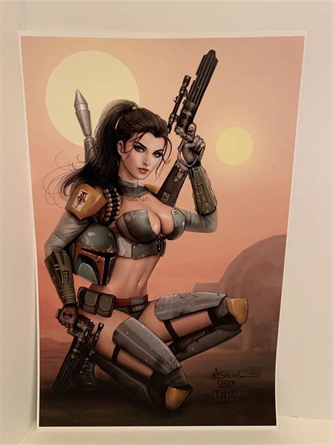 Nathan Szerdy Signed Lady Boba Fett Comic Art Print Star Wars Bounty Hunter Ebay