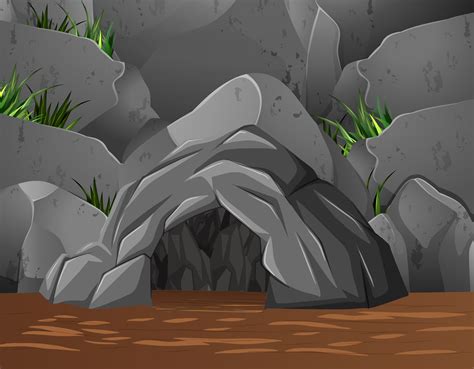 Background Scene With Cave In The Mountain 455227 Vector Art At Vecteezy