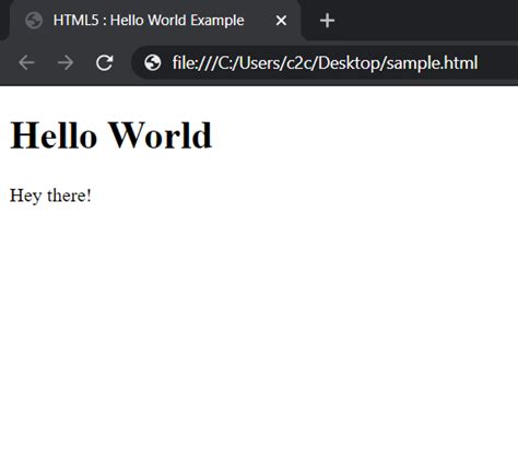 Html5 Hello World Example Code2care