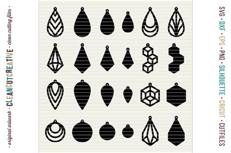 Set of 24 Faux Leather Earrings - SVG D | Design Bundles