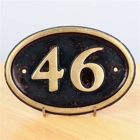 Brass Door Sign Or House Number Number 46 Forty Six Etsy Brass