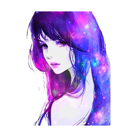 Girl Anime Galaxy Stars Women Purple