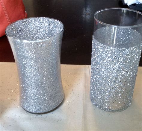 Made These Two Glitter Vases Last Night One Is Glittered Inside And