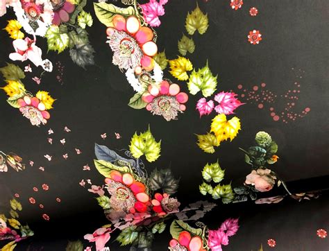 Maybe you would like to learn more about one of these? Multicolor Floral Pattern on Black Home Decor Fabric