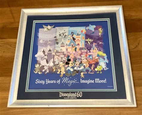 Disney Le Framed 9 Pin Set Disneyland 60th Anniversary Diamond