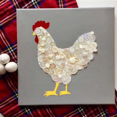 Chicken Button Art - Chicken Art - Chicken Button - Chicken Wall Art - Chicken Wall Decor ...