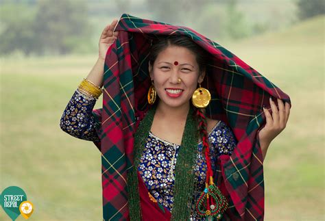 Model Asmita Gurung In Traditional Gurung Attire Street Nepal