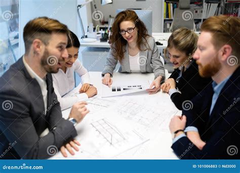 Group Of Architects Working Together On Project Stock Image Image Of