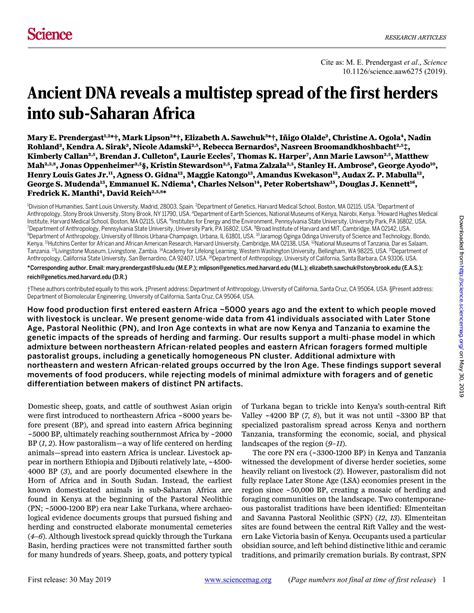 Ancient Dna Reveals A Multistep Spread Of The First Herders Into Sub