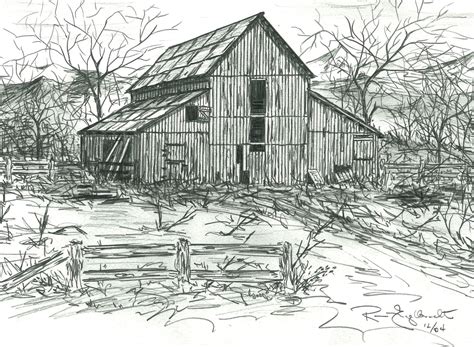 Pencil Sketches Of Old Barns Drawings Of Old Barns Note Etsy