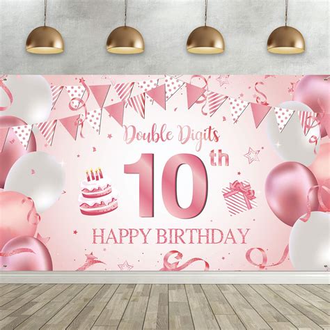Buy Happy 10th Birthday Decorations Banner Extra Large Pink Rose Gold
