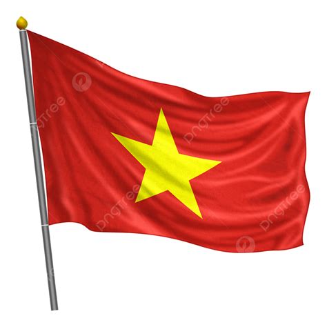 Vietnam Flag Fluttering With Cloth Texture Vietnamese Flag Red Png
