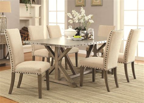 Janes Gallerie 7 Piece Metal And Driftwood Trestle Dining