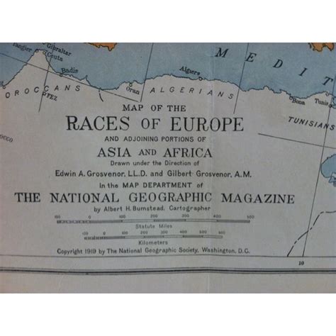 1919 Vintage Map Of The Races Of Europe National Geographic Magazine