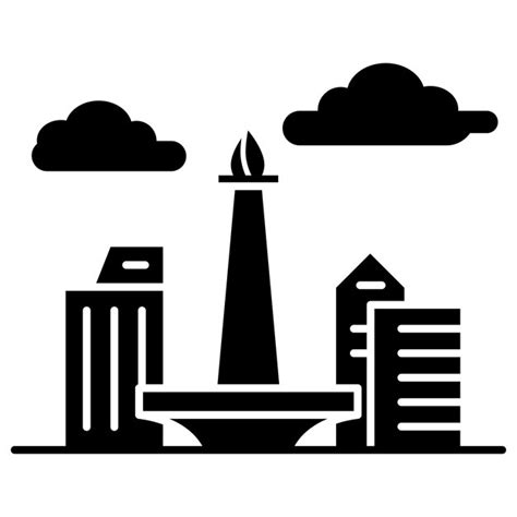 Premium Vector National Monument Icon Vector Of Jakarta City On