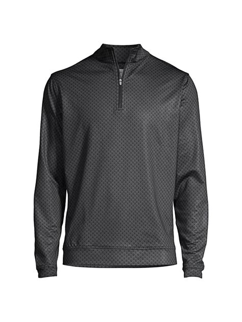 Styled with a print zipper, mock collar, banded cuffs and hem. Peter Millar Synthetic Perth Quarter-zip Skull Pullover in ...