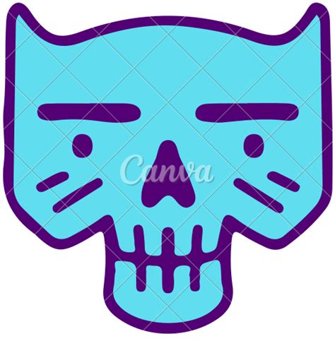 cat skull head mascot cartoon 素材 canva可画