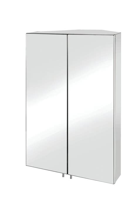 Croydex Avisio Stainless Steel Double Door Corner Mirror Cabinet