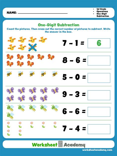 1st Grade Math Worksheet Subtraction