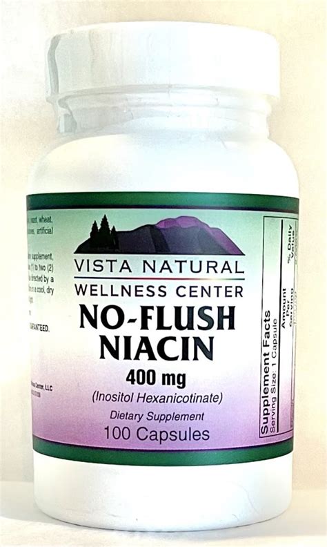 Vista Natural Wellness No Flush Niacin 400 Mg 100 Capsules Vista