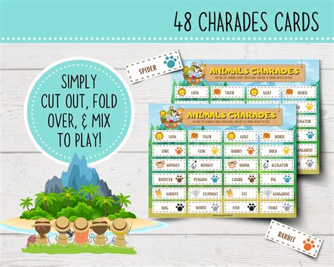 Animal Charades For Kids Printable Charades Game Etsy