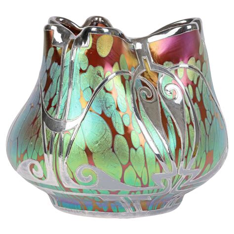 Loetz Art Nouveau Four Handled Phaenomen Iridescent Art Glass Vase For Sale At 1stdibs