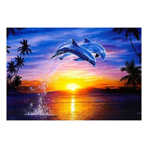 In this video i show you how to draw easy sunset scenery with dolphins, using oil pastels step by step for beginners. Mojoyce 5D DIY Full Drill Diamond Painting Sunset Dolphin ...