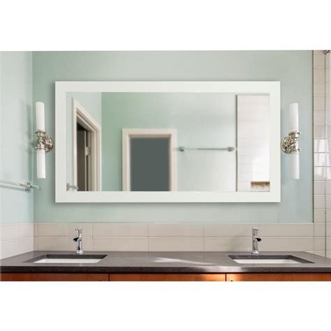 Which brand has the largest assortment of bathroom mirrors at the home depot? 72 in. x 39 in. Delta White Extra Large Vanity Mirror ...