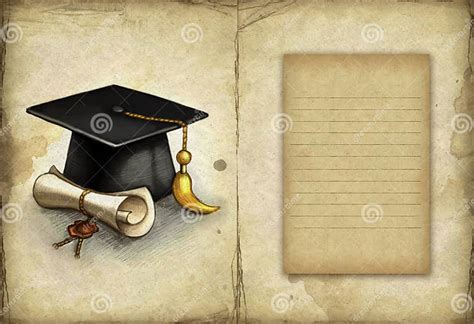 Drawing Of Graduation Cap And Diplo Stock Illustration Illustration