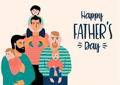 Happy Fathers Day Vector Illustration With Men And Children 286800