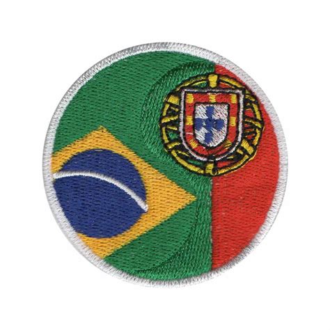 Aplique Patch Bordado Bandeira Redonda Brasil E Portugal Elo7
