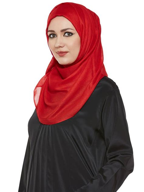 Red Viscose Islamic Hijab Head Scarf Momin Libas 2685003