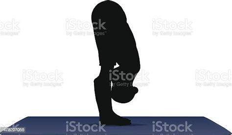 Vector Illustration Of Yoga Positions In Standing Forward Bend Pose