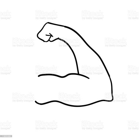 Bicep Muscle Illustration Handdrawn Doodle Style Vector Stock