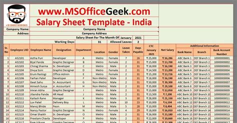Salary Slip Format In Excel With Formula Free Download Trailret