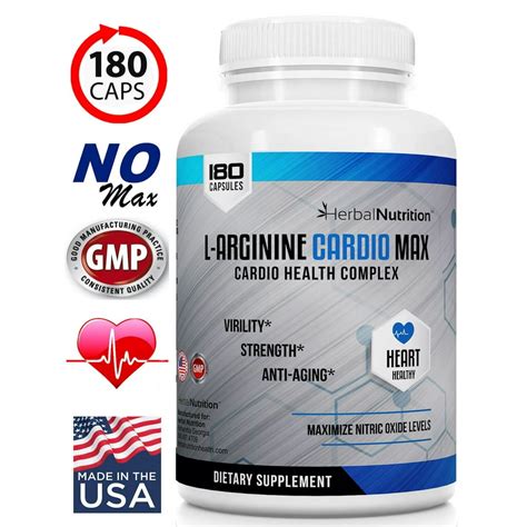 L Arginine Cardio Max 1500mg Cardio Support Blend One 180 Count Includes L Arginine L