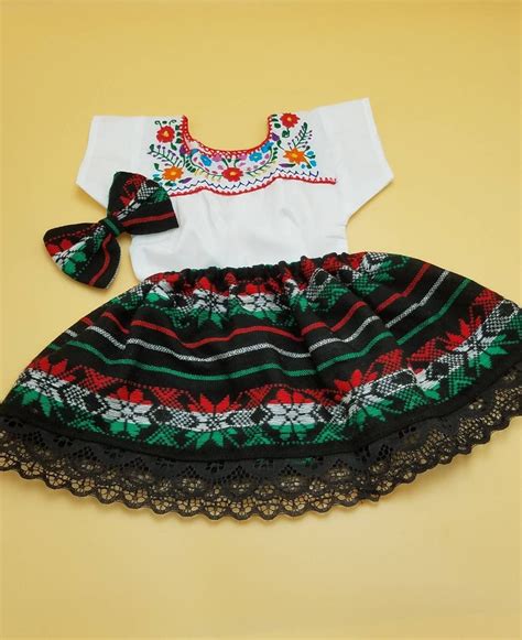 Excited to share the latest addition to my #etsy shop: Baby Girl Mexican Outfit (Bla… | Vestidos ...