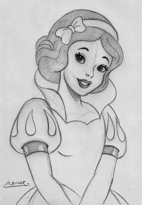 A Pencil Drawing Of Snow White From Disney S Princess