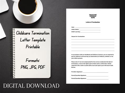 Childcare Termination Letter Template Editable Daycare Notice Of