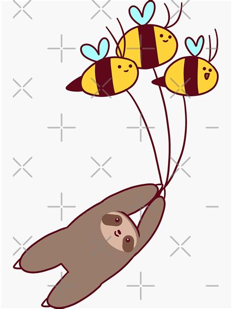 Sloth And Bumble Bees Sticker By Saradaboru Redbubble