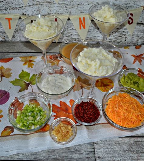 While potatoes are baking, ready your choice of toppings. Holiday Party Mashed Potato Bar with Printable Table Tents ...