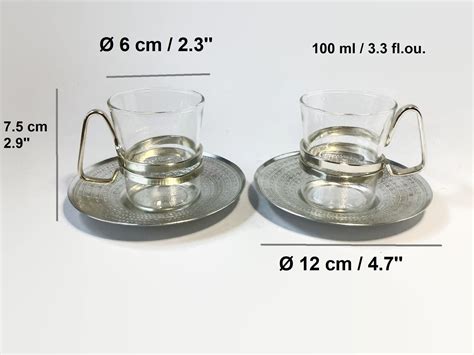 Vintage Glassware Turkish Tea Set With Aluminum Holders Etsy