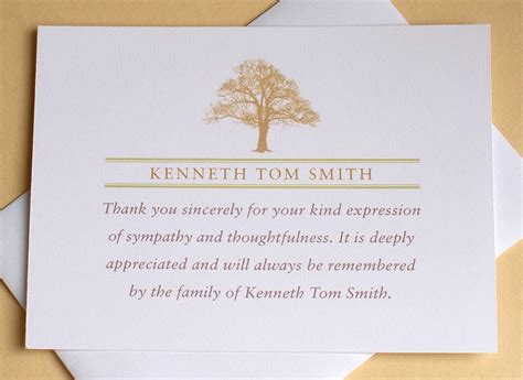 Funeral Thank You Notes With A Strong Tree Personalized