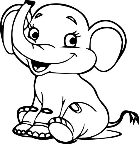 Cartoon Baby Elephant Cute Coloring Page Wecoloringpage