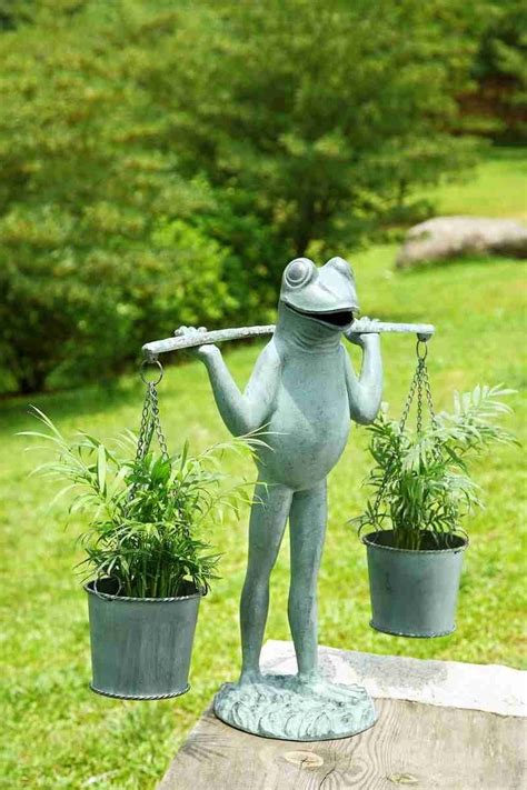 Stop in for a visit.you will be amazed! Farmer Frog Planter Holder Amusing Garden Decor With ...